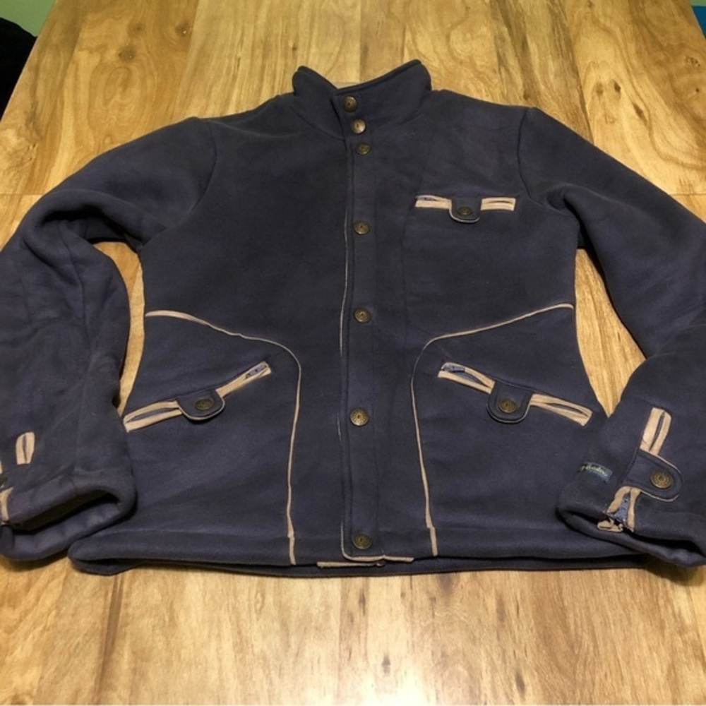 B By Burton Faux Suede Sherpa Lined Snap Up Jacket Women Size Medium PICS